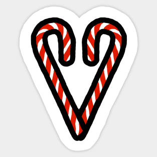 Christmas Candy Cane Heart on Valentines Day Sticker